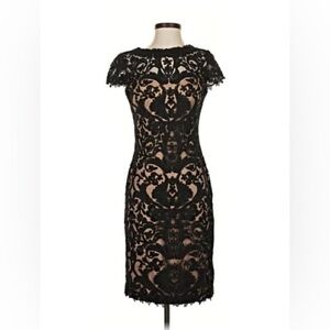 Tadashi shoji Chic Black Lace Midi Dress